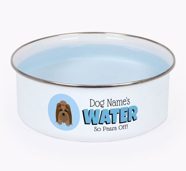 Water, Paws Off: Personalized {breedFullName} Enamel Dog Bowl